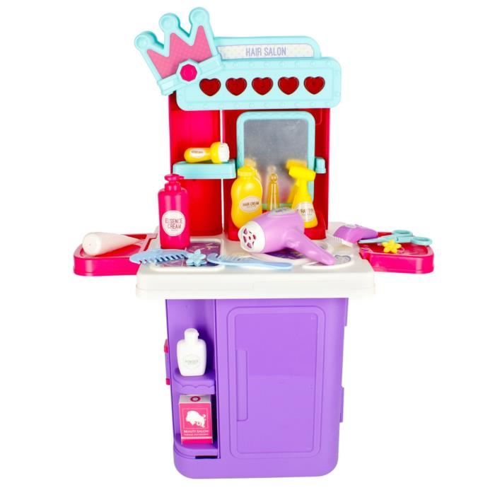 Ensemble Coiffure 17PCS Valise Rose - Jeu De Rôle Simulation Pour Filles EQLEF