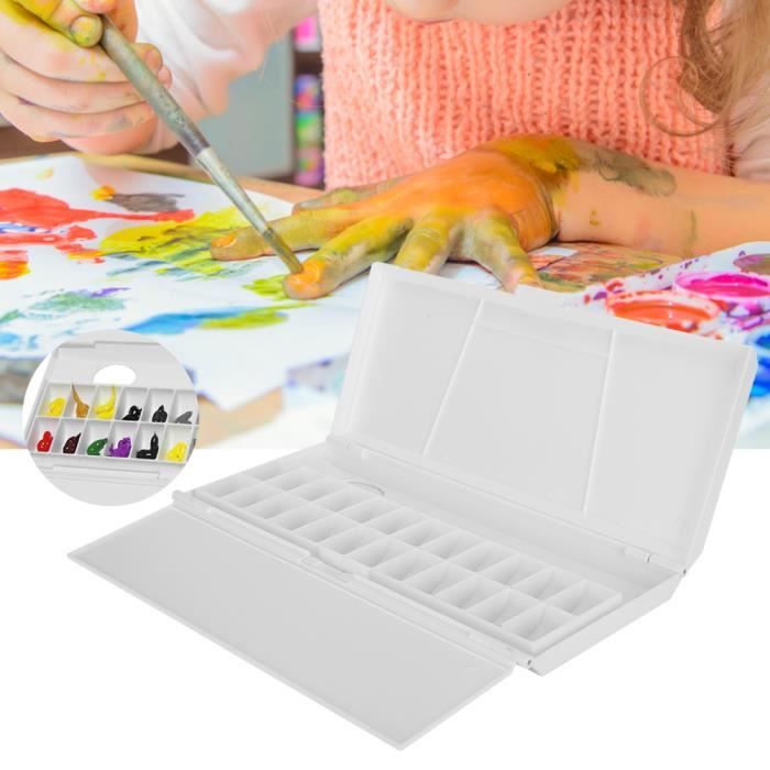 Lot De 24 Plateaux De Peinture En Plastique Blanc - 6 Compartiments, Pour Aquarelle, Acrylique, Réutilisables - 3