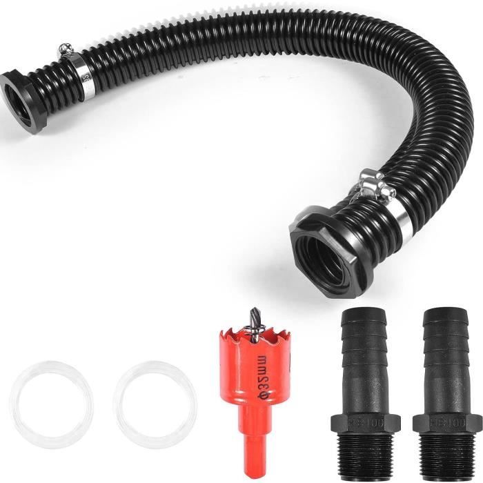 Kit De Raccordement Pour Récupérateur D'eau De Pluie - Tuyau 100 Cm, Raccords 20 Mm, Pour Citernes Et Tonneaux