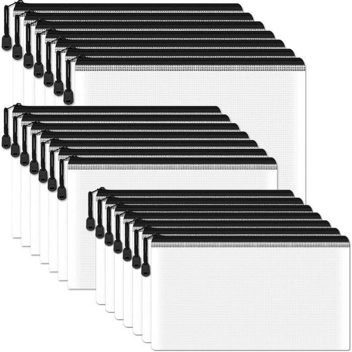 Vicloon Pochette Document Zippée A4, 5pcs PVC Transparentes Document Dossier, Pochette Zippée Zip Sac De Dossier Stockage Pochettes Plastique Mesh Étanche Pour Fournitures, Bureau,Voyage