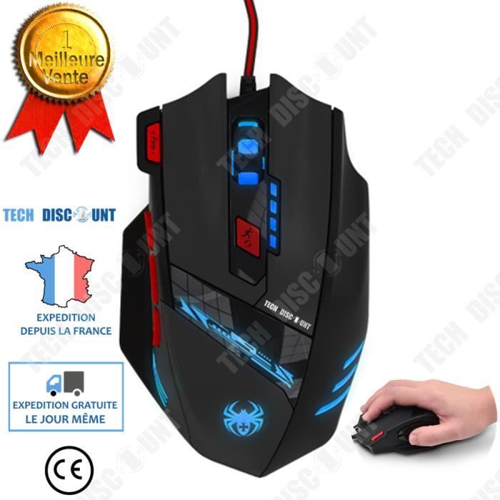 TD® Souris GAMING filaire Bureau DPI réglable adhérence parfaite contrôle main fonction USB plusieurs touches rétro éclairage