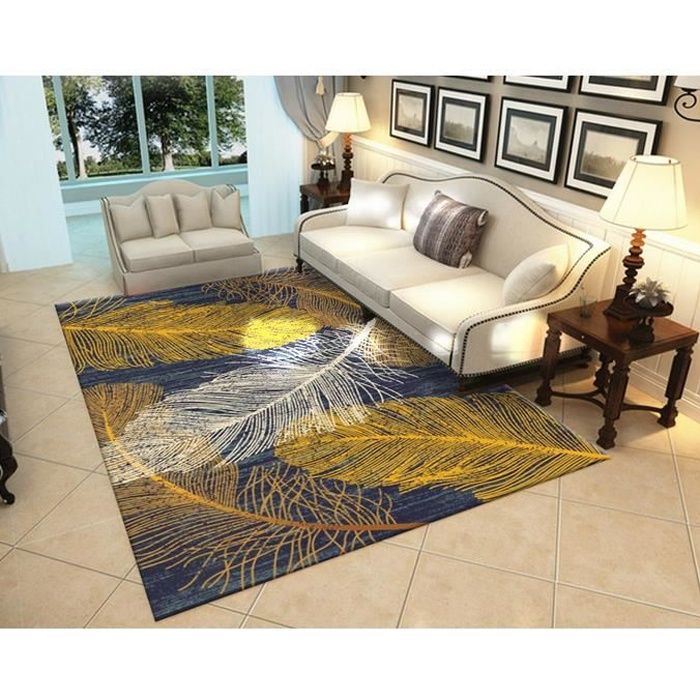 Tapis de Salon Polyester Motif Velours 160x230cm Nordique Géométrique-Modern