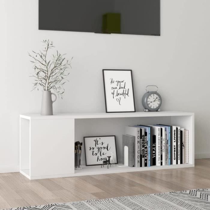 Meuble Tv Banc Tv Buffet Bas Support De Télévision Meuble Télé Meuble Tv Blanc 100X24X32 Cm Aggloméré[H2959]