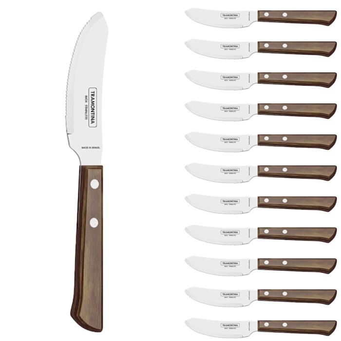 Couteau Viande Tramontina - Couteau De Cuisine Tradicional, 4pcs, Inox Et Bois448 Couteaux à Viande