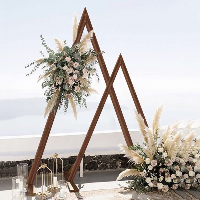 2 PCS Grande Arche Mariage Bois Triangle Arche en Bois pour Décoration de Mariage Ceremonie Laique 210x300 / 170x255cm