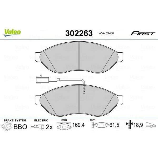Plaquette de frein gamme first Fiat ducato 05.11> - VALEO - 302263