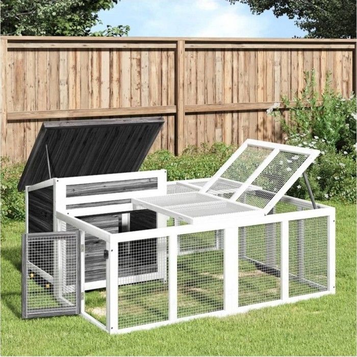 vidaXL Clapier à plusieurs niveaux 144 x 123 x 67 5 cm
