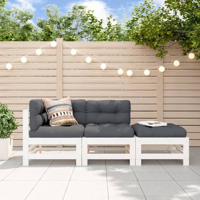 vidaXL Canapés de jardin 3 pcs avec coussins Résine tressée - vue 2