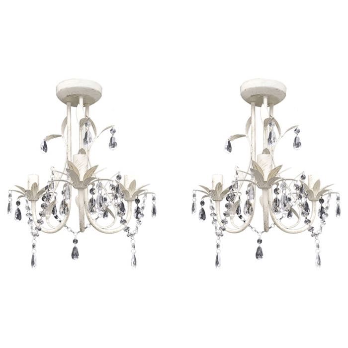 vidaXL 2x Lustres Suspendus à Cristaux Plafonnier Lampe Suspendue Luminaire Eclairage Salon Salle à Manger Salle de Séjour 278738