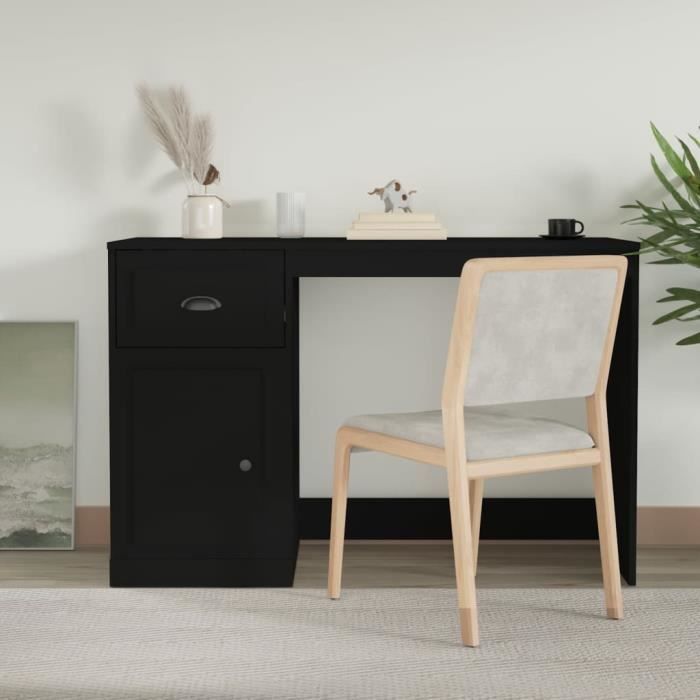vidaXL Bureau avec tiroir noir 115x50x75 cm bois dingénierie 816473