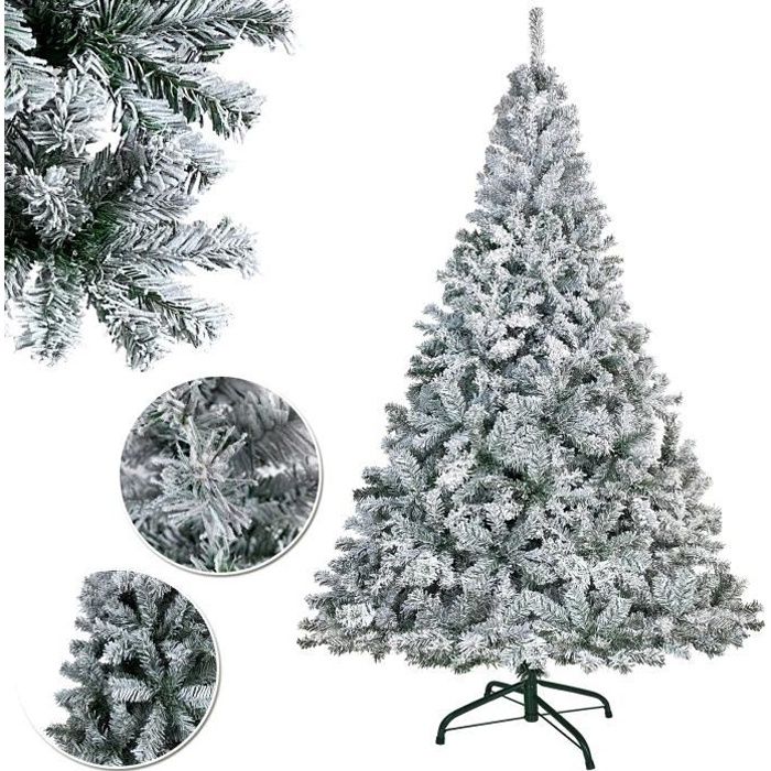 Sapin de Noël Artificiel 210cm avec Effet Neige, PVC Arbre de Noël pour