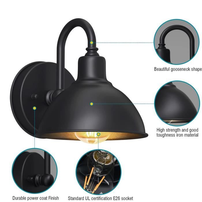 Lampe Exterieur, Luminaire Exterieur de grange à Col de Cygne, Applique