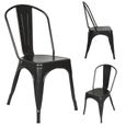 Chaises en métal Design Industriel Noir - JINKEEY - Lot de 8 - 150kg - Salle à manger - Fer-1