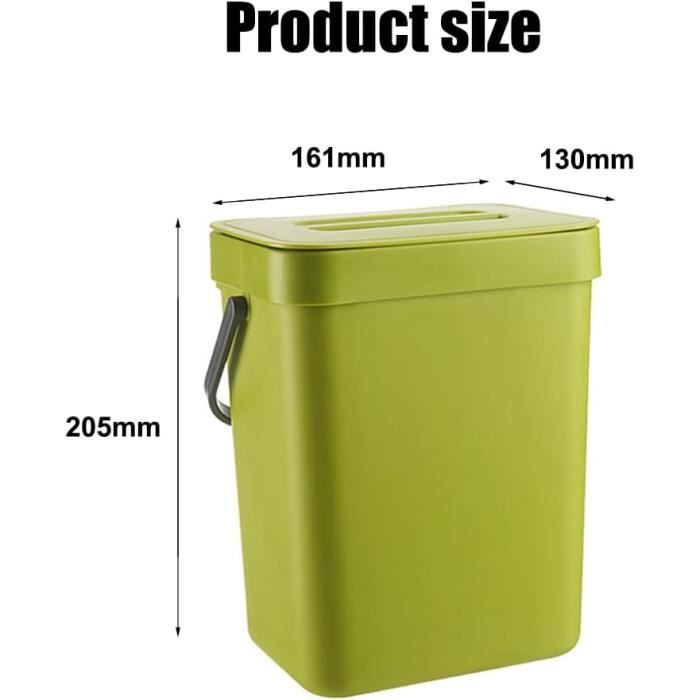 Poubelle De Cuisine Composteur 7L Pliable - À Accrocher Sous évier, Murale, Sans Couvercle, Blanc