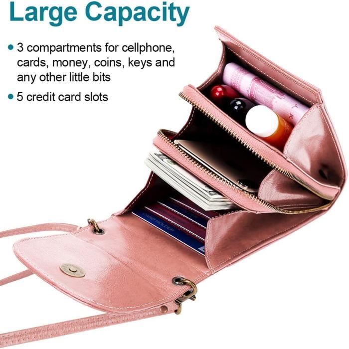 Sac Bandoulière Femme TEUEN En Cuir - Pochette Portable Avec Chaînes Et 5 Poches Multifonction