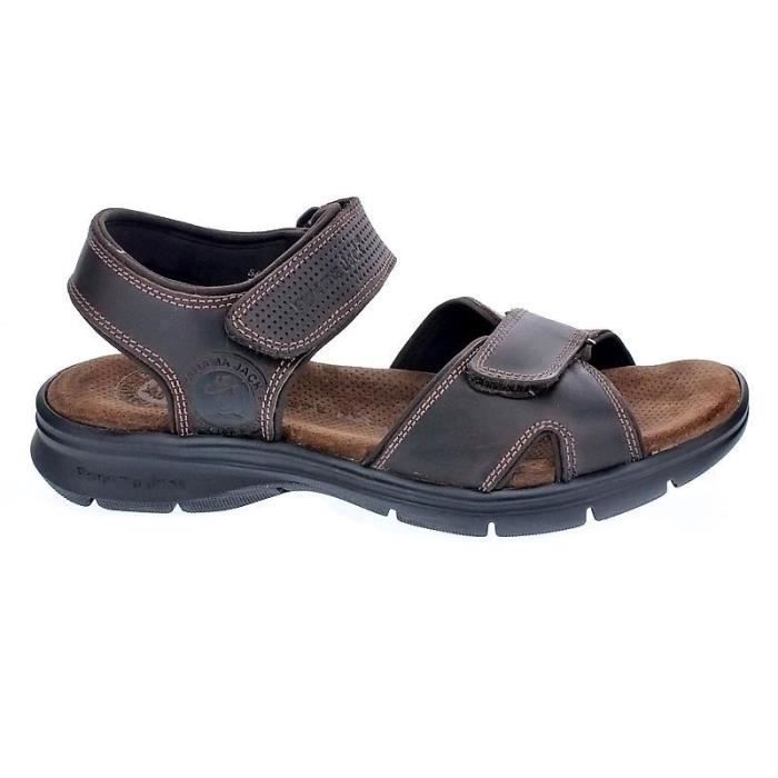 Sandales Panama Jack Sanders Basic C1 Cuir Marron Semelle  Caoutchouc Boucle de Serrage