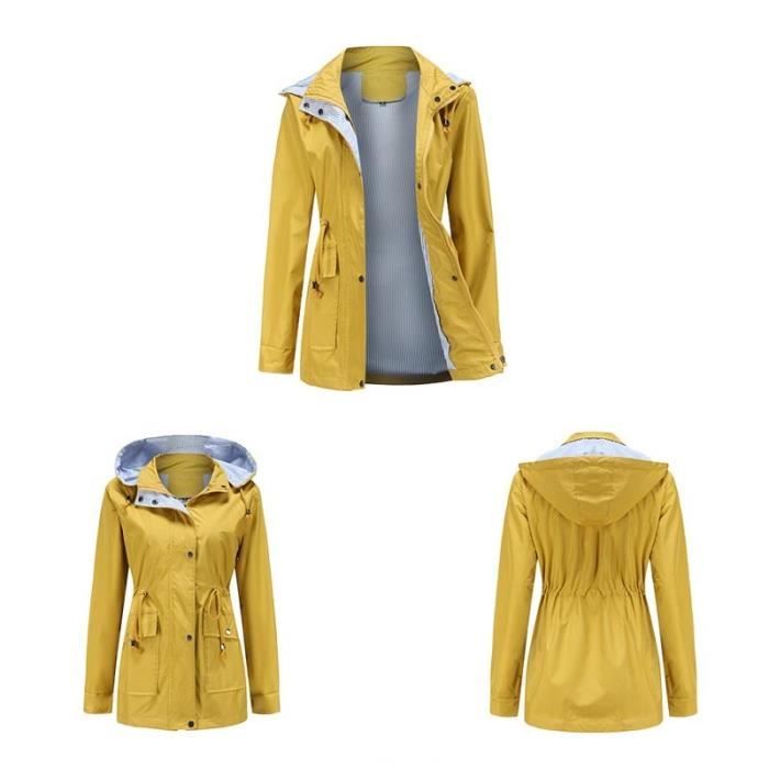Veste Softshell Femme Imperméable Et Respirante – Légère, Avec Capuche Amovible – Coupe-vent Longue – Pour Randonnée, Ville, Toutes Saisons