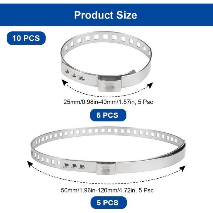 Kit De 10 Colliers Soufflet Cardan En Inox 304 - Réglables Pour Durites Auto/moto