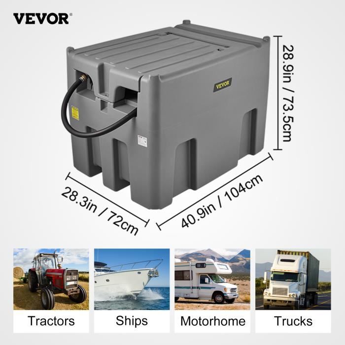 Cuve de Ravitaillement Gasoil - VEVOR - 439 L Réservoir Diesel Portable  Polyéthylène - Grise avec Pompe - Cdiscount Auto