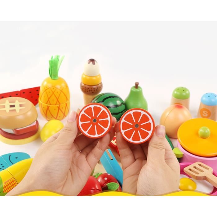 Jeu De Cuisine En Bois Montessori – Fruits Légumes à Découper + Sac – Dès 3 Ans