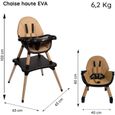 Chaise haute évolutive EVA 2 en 1 dès 6 mois avec pieds en bois - transformable en chaise enfant + bureau de 3 à 5 ans (Marron)-2