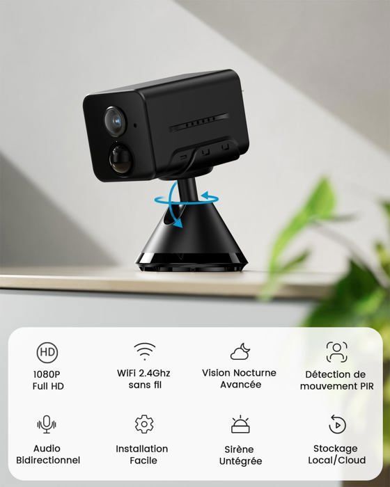 Camera Surveillance Extérieure 4MP Étanche WiFi Audio Bidirectionnel
