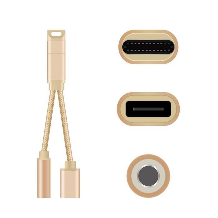 Fdit adaptateur USB 2PCS Type-C Convertisseur Splitter Double 2 En 1 vers  Casque Adaptateur Chargeur Audio USB Noir (Noir) - Cdiscount Informatique
