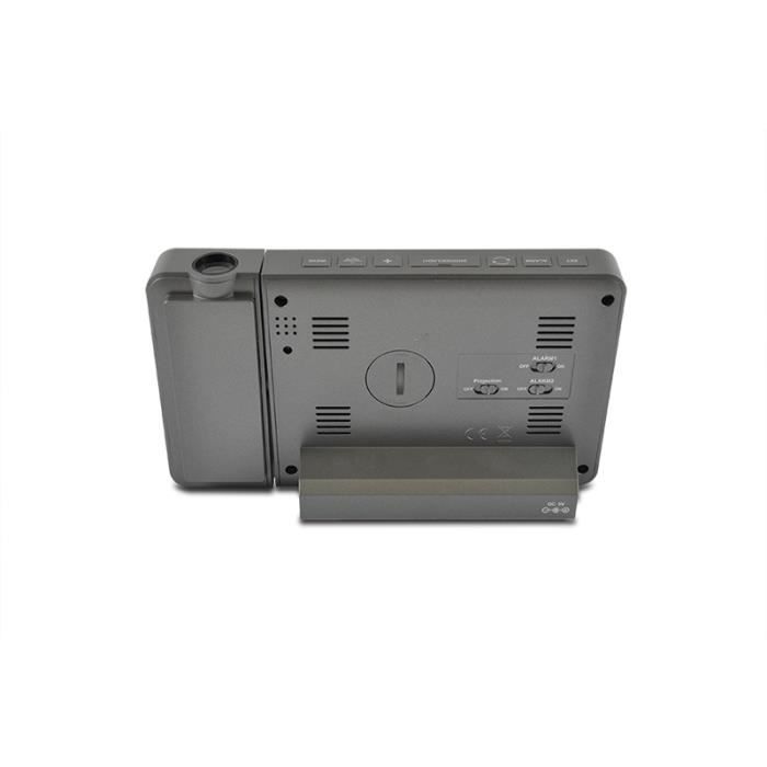 Réveil Radio-Piloté La Crosse WT522 Avec Projection Heure - Noir, Température Hygrométrie Alarmes