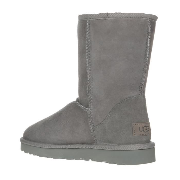 Bottes Classic Short II Gris UGG Femme Haute Cuir Plat