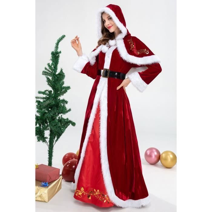 Costume Déguisement Mère Noël Robe Col V Patineuse Princesse