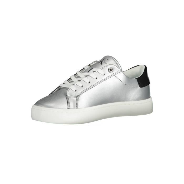 CALVIN KLEIN Basket Sneakers Sport Running Femme Argent Textile