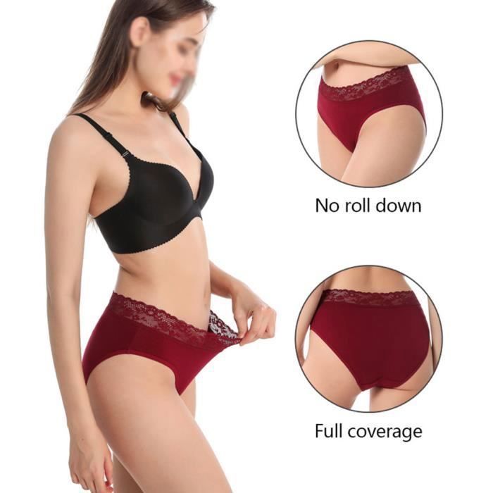 FALARY Culotte Femme Coton Culottes Taille Haute Slip Elasticité Ventre  Plat Lot de 5 Multicolore-2 XS : : Mode