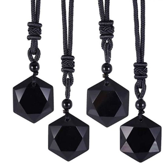 Pendentif En Améthyste Hexagonale Pour Homme - Collier De Guérison En Cristal Naturel | Pierre Précieuse Énergétique | Cadeau Homme Spiritualité