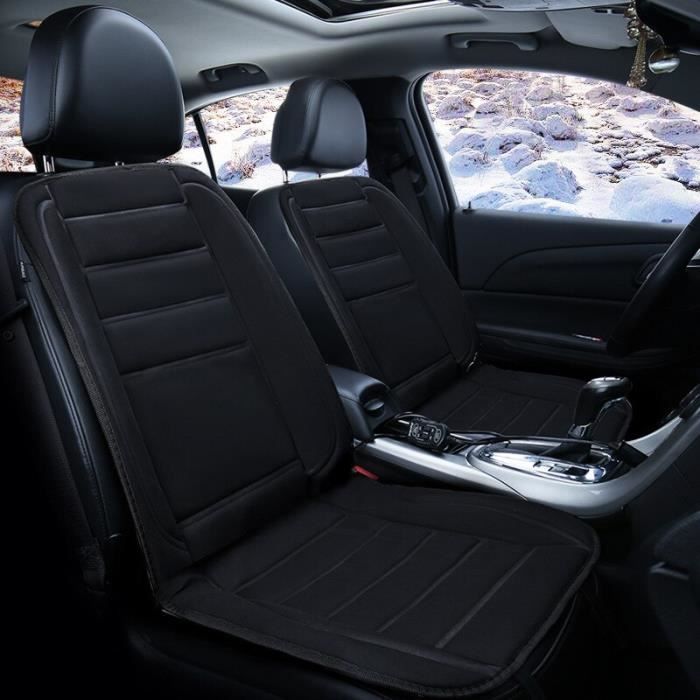 Couverture chauffante de coussin de chauffage de siège avant de voiture 12V  hiver chauffé chaud, double siège (beige)