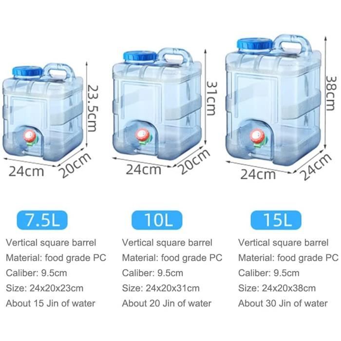 Bidon d'eau alimentaire portable - DLZAOAO - 10L - Matériau PC de qualité  alimentaire - Robinet et poignée - Cdiscount Jardin