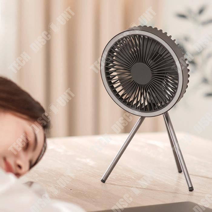 Vexnaro 6-in-1 Ventilateur à Pince pour la Taille, 5 Vitesses, autonomie 40 Heures, 10000mAh USB Rechargeable avec Éclairage LED, Portable Waist Fan pour Plein Air, Camping, Chantiers de Construct