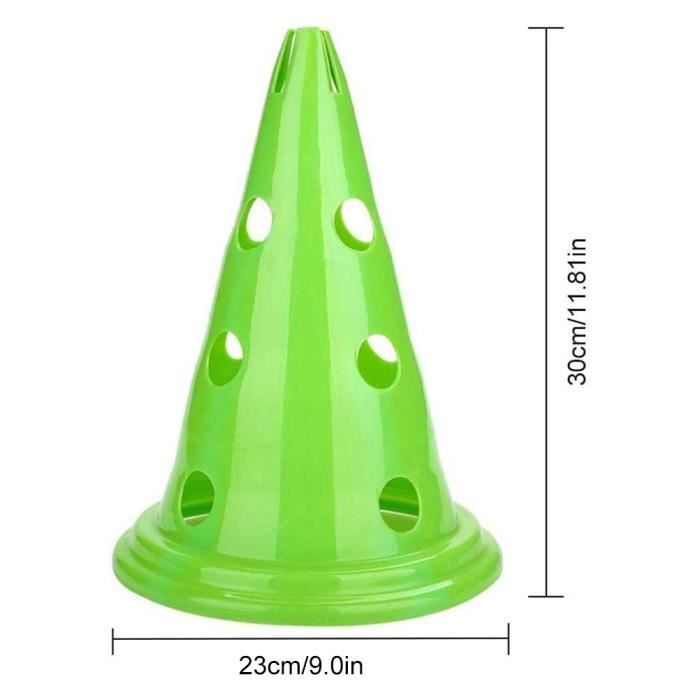 Lot De 10 Cônes D'entraînement 23 Cm – En PP Solide, Fluorescents, Empilables, Pour Foot, Slalom, Agility Et Marquage