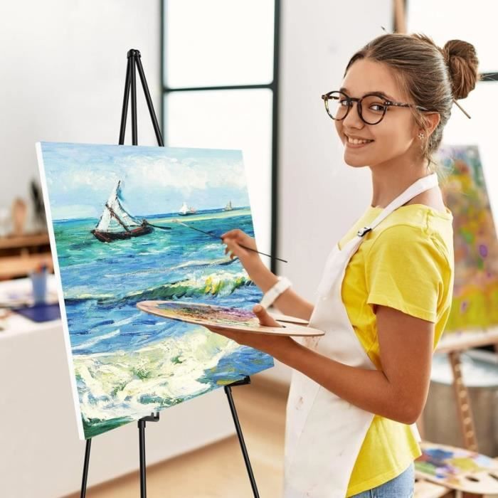 Chevalet Pliable MytaYt 160cm Réglable - Portable Pour Peinture, Présentation, Mariage - Noir Métal
