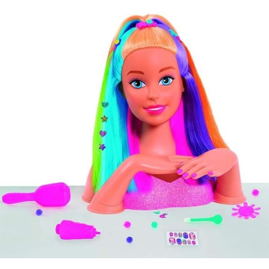 Barbie Tete A Coiffer Arc En Ciel Cdiscount Jeux Jouets