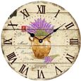 30 CM Horloge Pendule Murale Silencieuse Style Vintage Fleur Lavande Parfait pour Cuisine Salon et Office 318-0