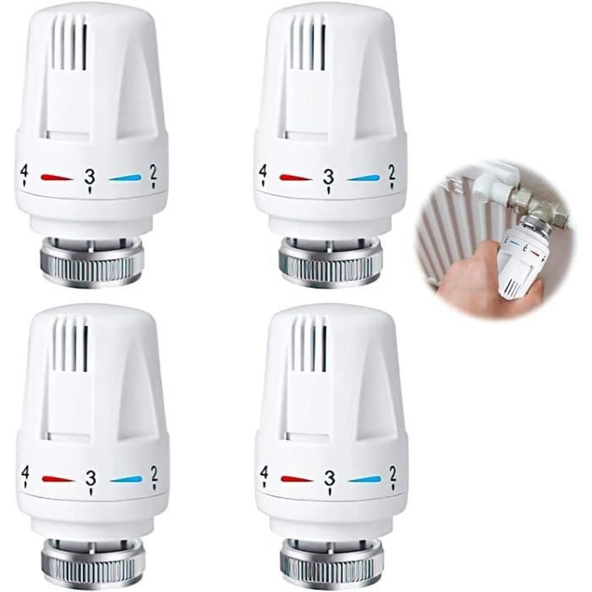 Tête Thermostatique, Robinet Thermostatique Radiateur, 4pcs Valve de