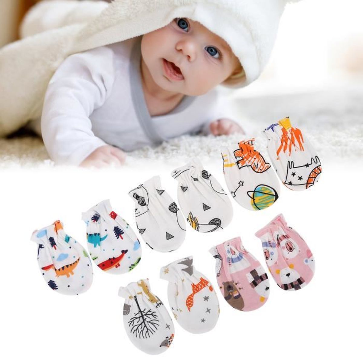 Lot De 5 Pieces Mitaines Pour Bebe 5 Paires De Moufles Cadeau Pour Nouveau Ne Douce Et Respirante Cdiscount Pret A Porter