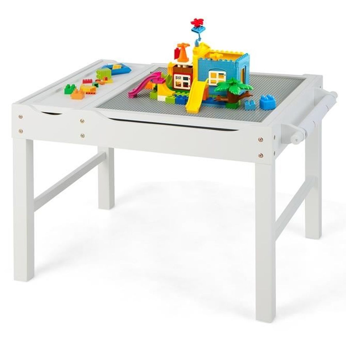 Table Enfant Réglable BIECO 62x62x52cm - Gris Glace - Intérieur/Extérieur - Dès 1 An