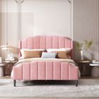 SWEIKO Lit adulte Cadre de lit avec tête de lit, pied de lit et sommier à lattes Lit double Velours Rose 140 x 200 cm