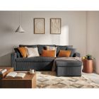 BESTMOBILIER Cyrus - canapé d'angle réversible 4 places - convertible avec coffre - en velours côtelé - Gris foncé