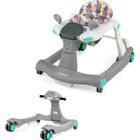 DREAMADE 2 en 1 Trotteur Pliable Bébé en Hauteur Réglable avec Vitesse Réglable, Dossier Amovible Lavable, Sons et Lumières, Gris