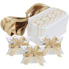 KEESIN 50PCS Boîtes à Dragées pour Mariage Baptême Fête, Contenant Dragées en Papier, Pochon Dragées avec Rubans