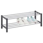 IDIMEX Étagère à chaussures DUBLIN rangement porte-chaussures avec 2 niveaux pour 8 paires en métal chromé et laqué gris