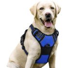 RABBITGOO Harnais Chien - Gilet pour chien- Bleu taille M -- Anti Traction Réglable Réfléchissant Matériau Respirant