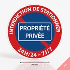 SIGNALETIQUE.BIZ FRANCE Panneau interdiction de stationner 24H/24 7J/7 propriété privée - Diamètre 300 mm - PVC - Stationnement interdit